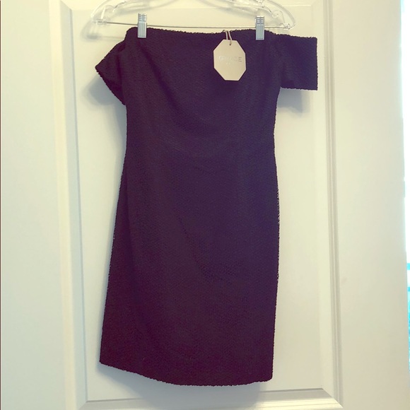 GRACE MMXIII OFF SHOULDER BLACK CROCET MIN DRESS - Picture 1 of 5